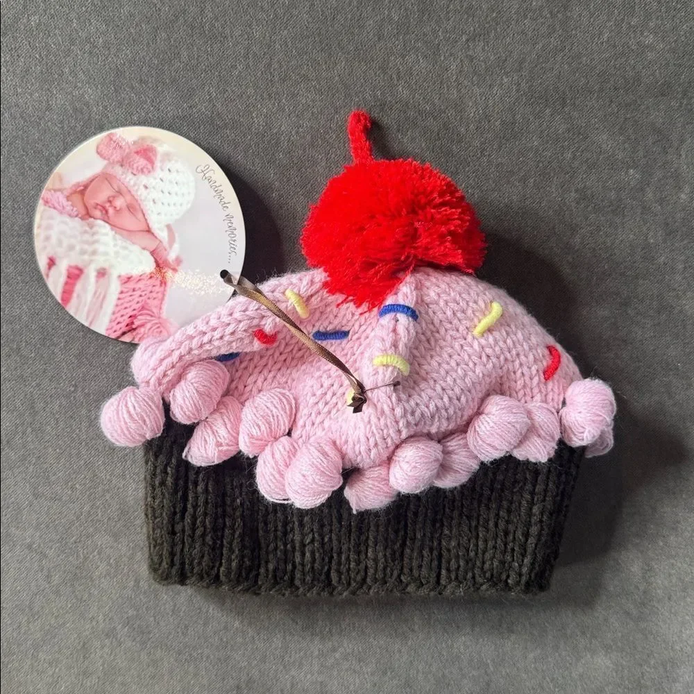 Daisy Baby Girls Pink Cupcake Hat Beanie Birthday 6-12 months NWT